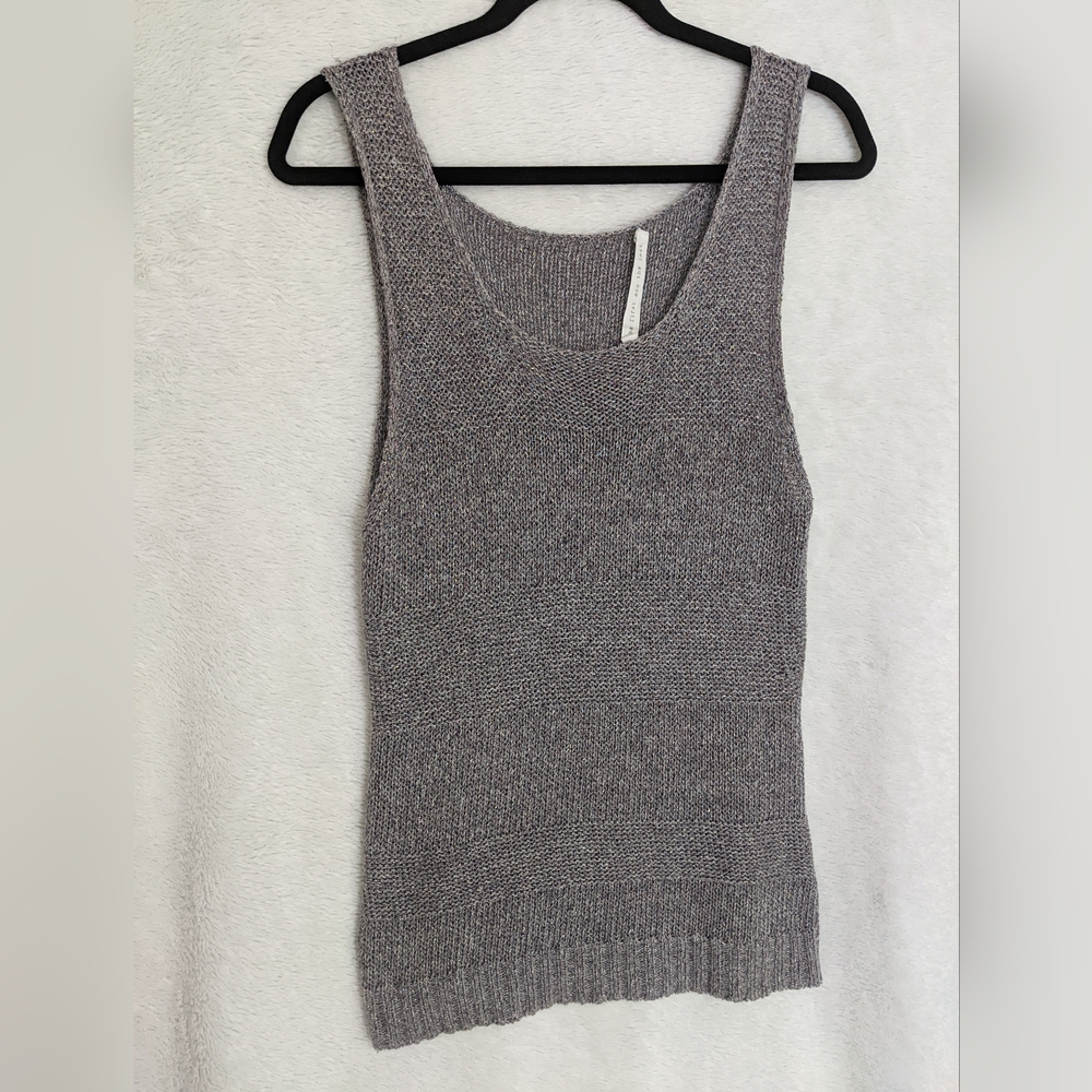 Women's the first and the last Tank Top, M/L Grey Knit with Metallic Shimmer